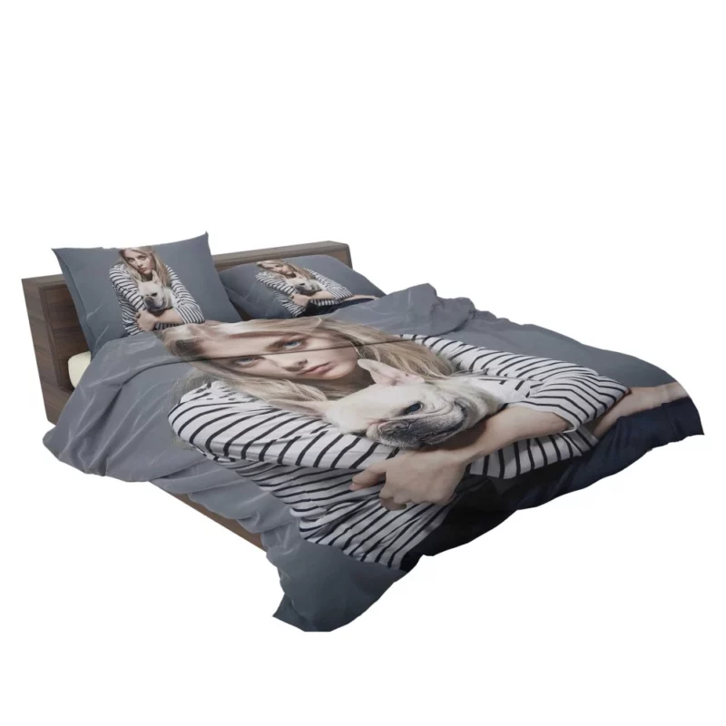 Model with Blue Eyes and Bulldog Stylish Duo Bedding Set 2