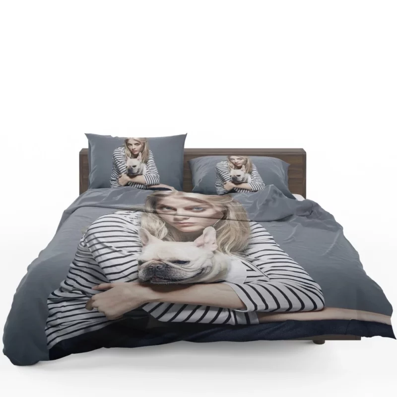 Model with Blue Eyes and Bulldog Stylish Duo Bedding Set