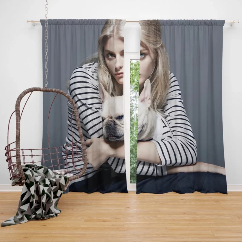 Model with Blue Eyes and Bulldog Stylish Duo Curtain