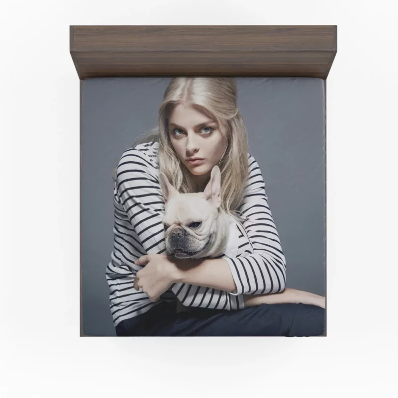 Model with Blue Eyes and Bulldog Stylish Duo Fitted Sheet 1