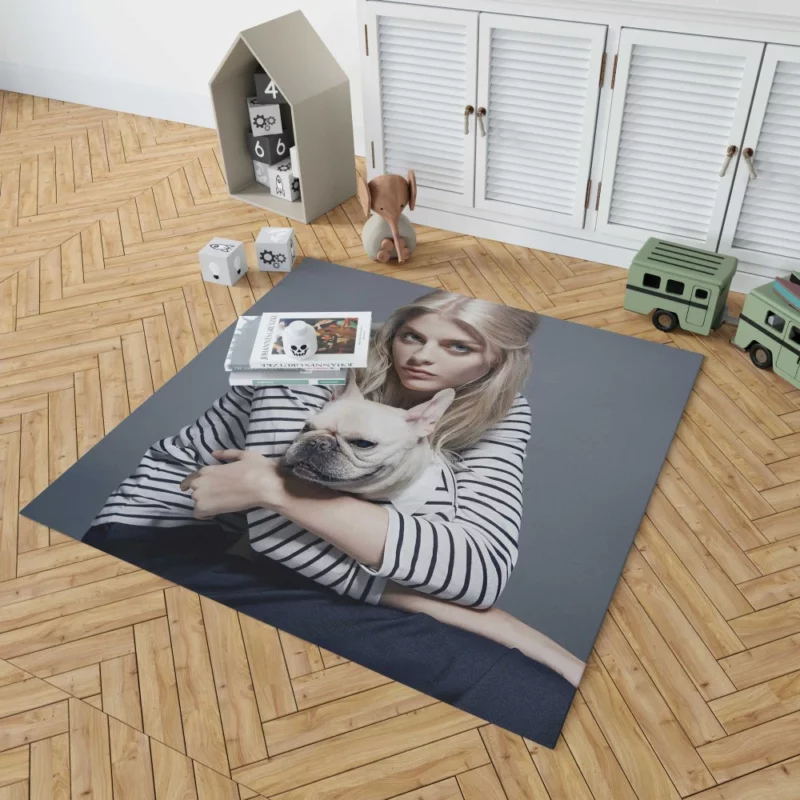 Model with Blue Eyes and Bulldog Stylish Duo Rug 1