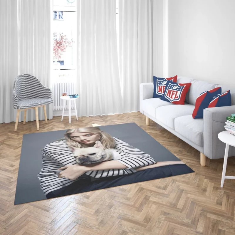 Model with Blue Eyes and Bulldog Stylish Duo Rug 2