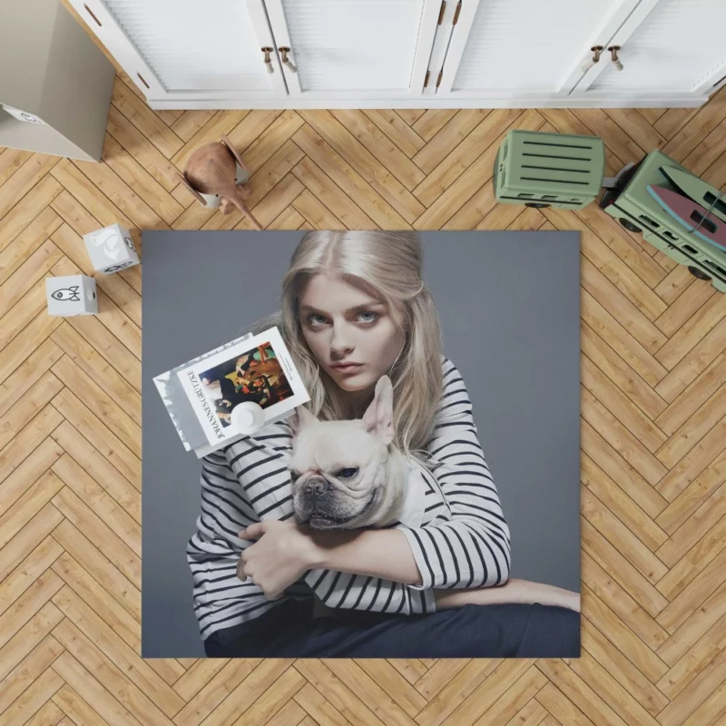 Model with Blue Eyes and Bulldog Stylish Duo Rug