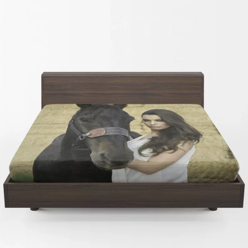 Model with Horse Rustic Beauty Fitted Sheet