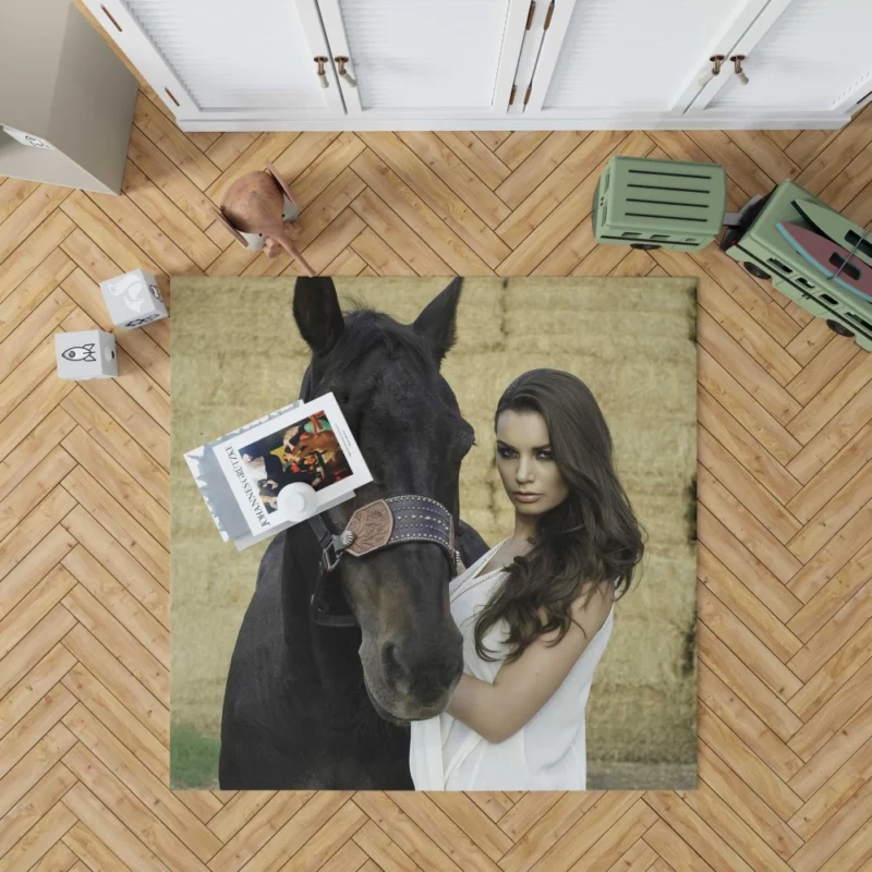 Model with Horse Rustic Beauty Rug