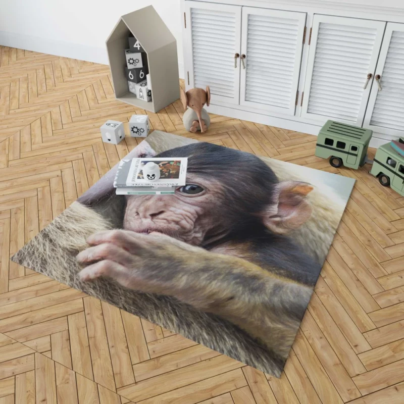 Monkey Innocent Charm Furry Playfulness Rug 1