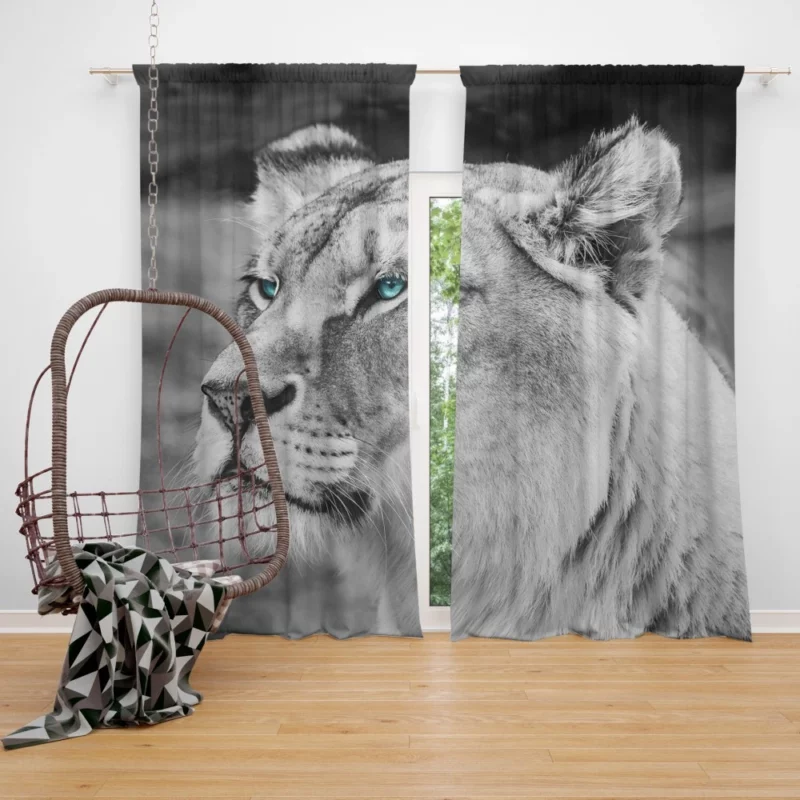 Monochrome Lion Shades of Strength Curtain