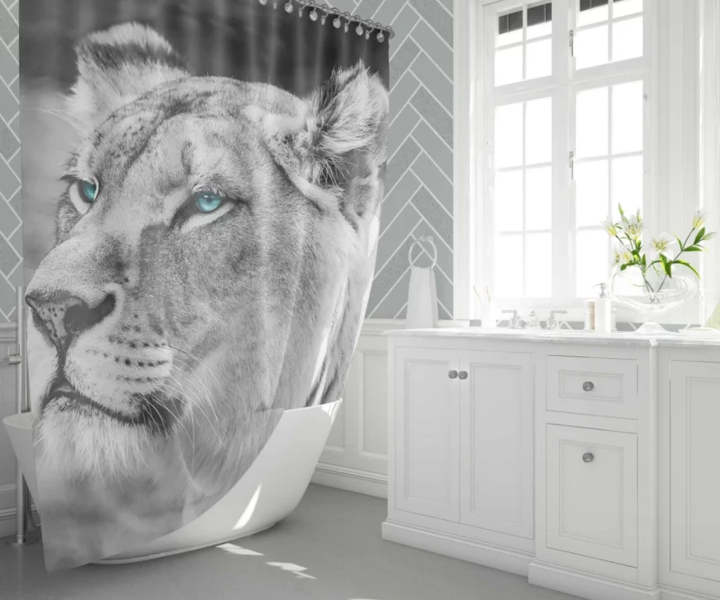 Monochrome Lion Shades of Strength Shower Curtain 1