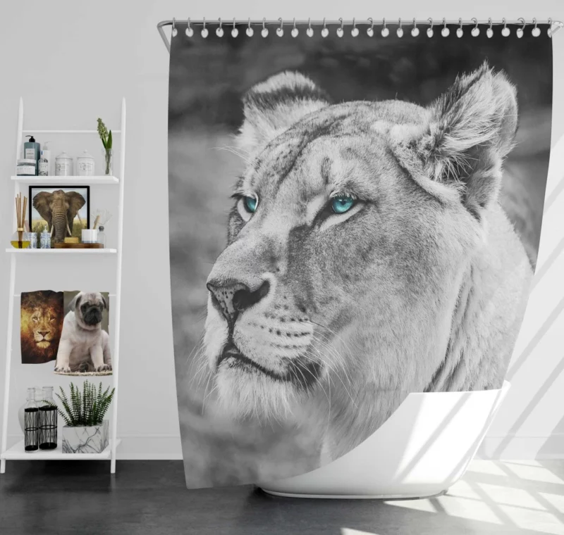 Monochrome Lion Shades of Strength Shower Curtain