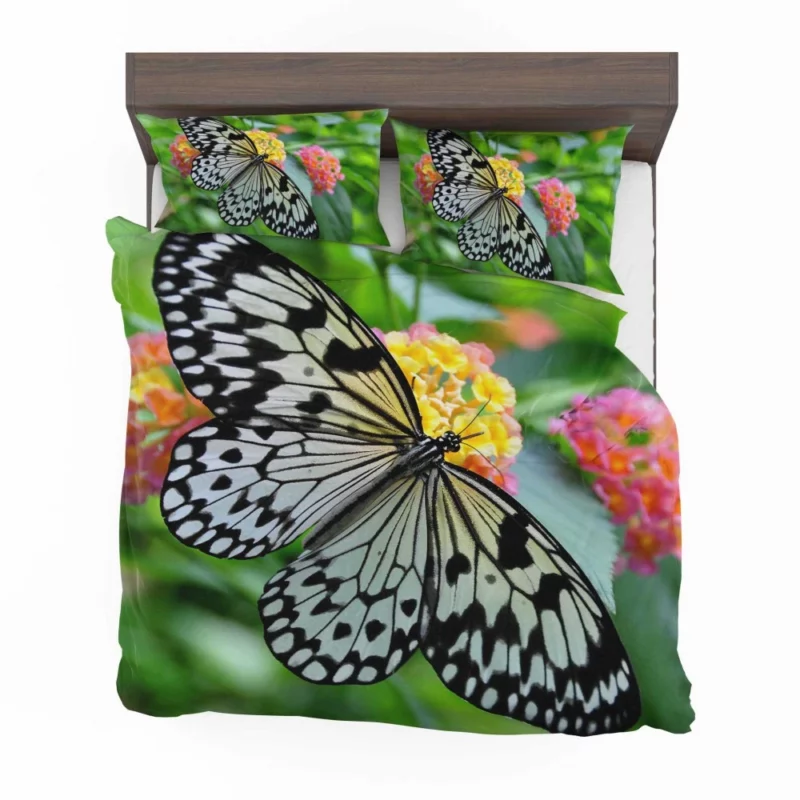 Monochrome Malabar Butterfly Floral Elegance Bedding Set 1