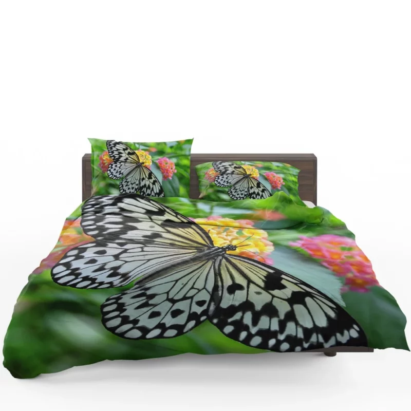 Monochrome Malabar Butterfly Floral Elegance Bedding Set