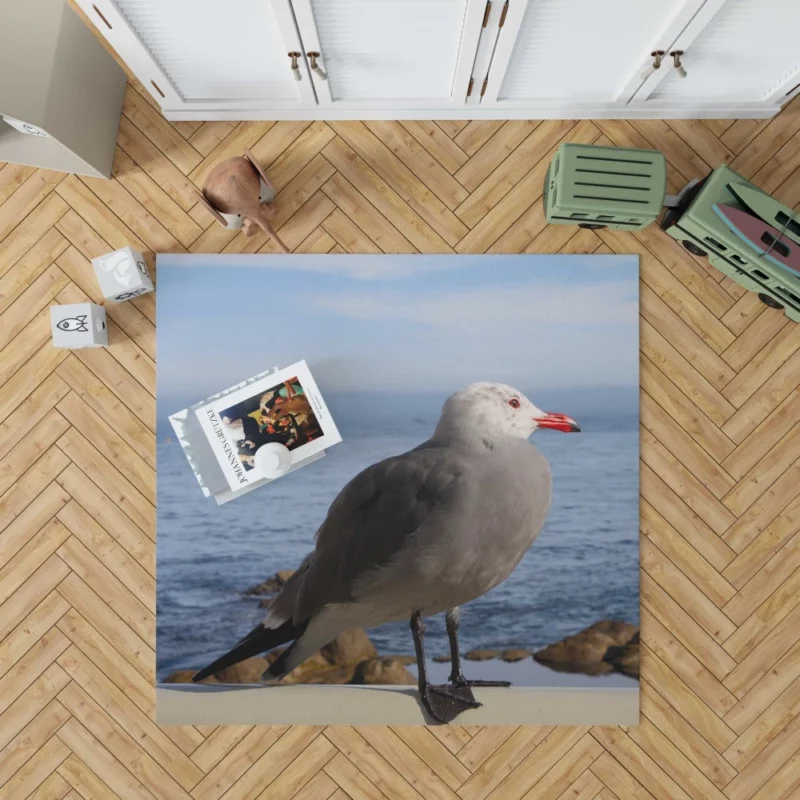 Monterey Gull Coastal Charm Seaside Bird Rug