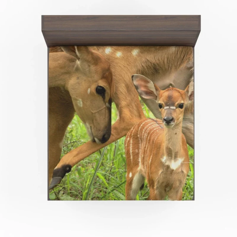 Mother Deer and Fawn Tender Love Fitted Sheet 1