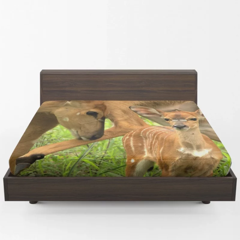 Mother Deer and Fawn Tender Love Fitted Sheet