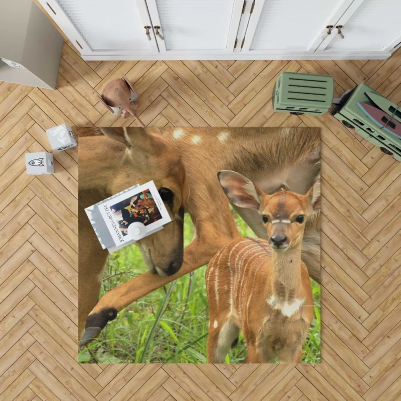 Mother Deer and Fawn Tender Love Rug