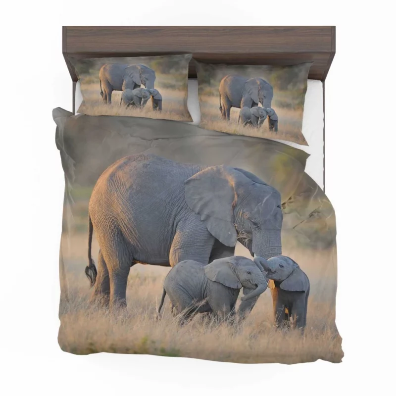 Mother Elephant & Adorable Babies Bedding Set 1