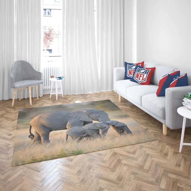 Mother Elephant & Adorable Babies Rug 2