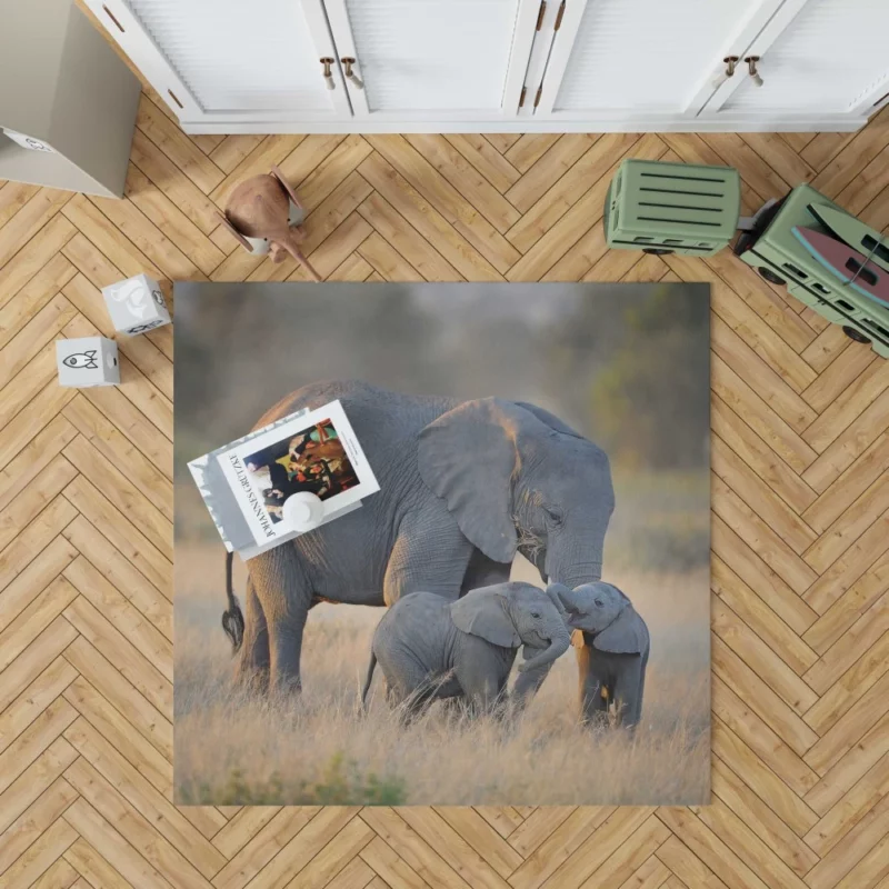 Mother Elephant & Adorable Babies Rug