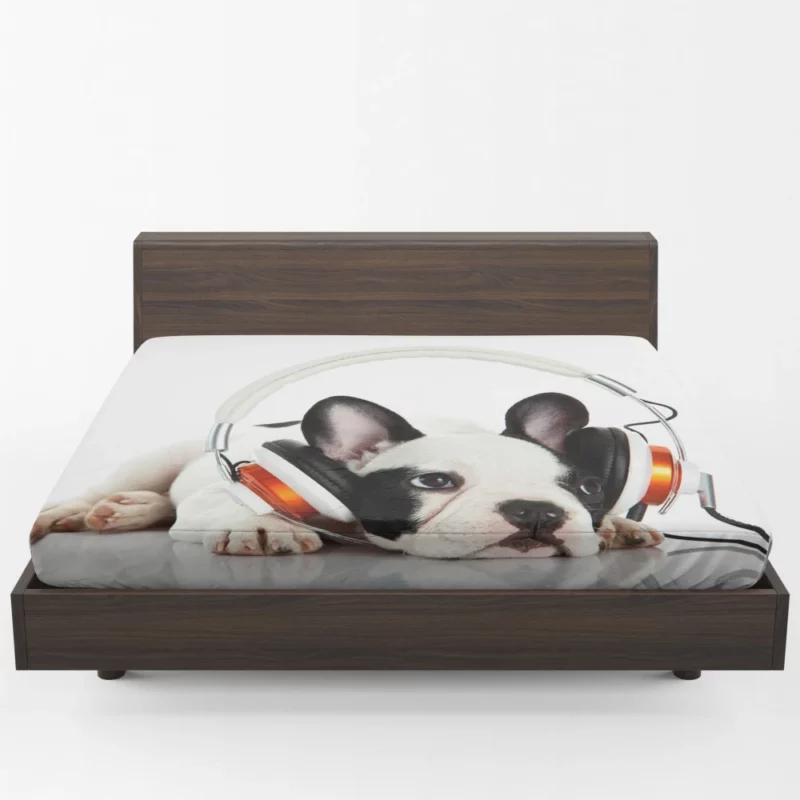 Music-Loving French Bulldog Furry Melodies Fitted Sheet