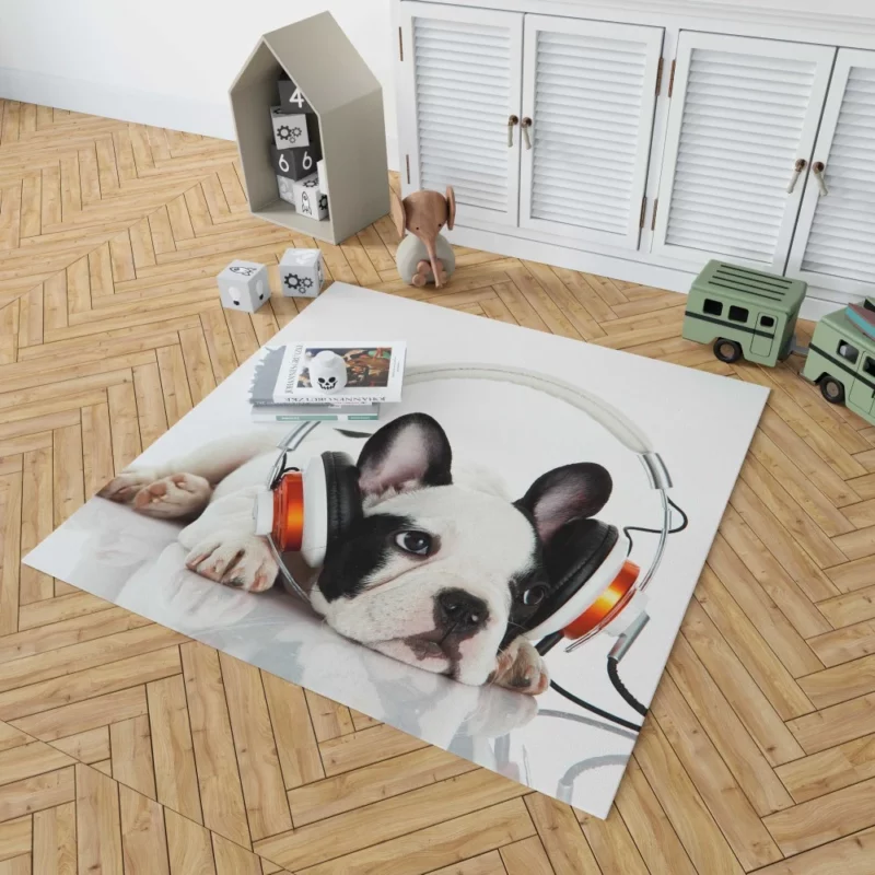 Music-Loving French Bulldog Furry Melodies Rug 1