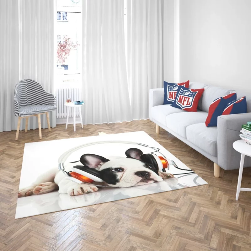 Music-Loving French Bulldog Furry Melodies Rug 2