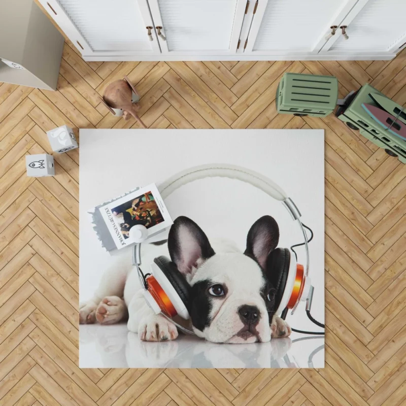 Music-Loving French Bulldog Furry Melodies Rug