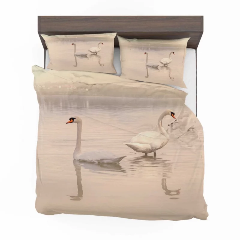 Mute Swan Elegant Reflection Aquatic Serenity Bedding Set 1