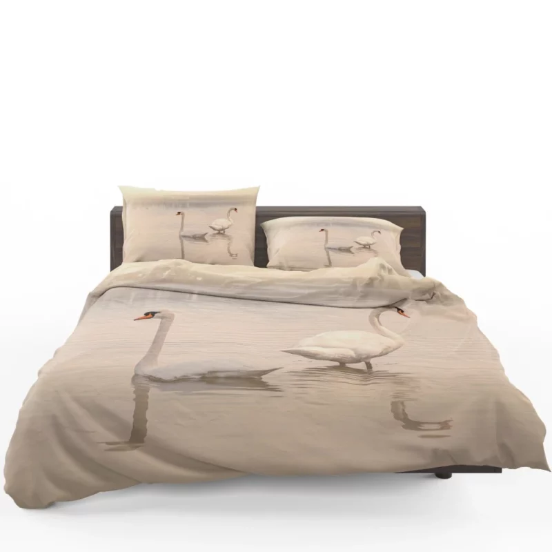 Mute Swan Elegant Reflection Aquatic Serenity Bedding Set