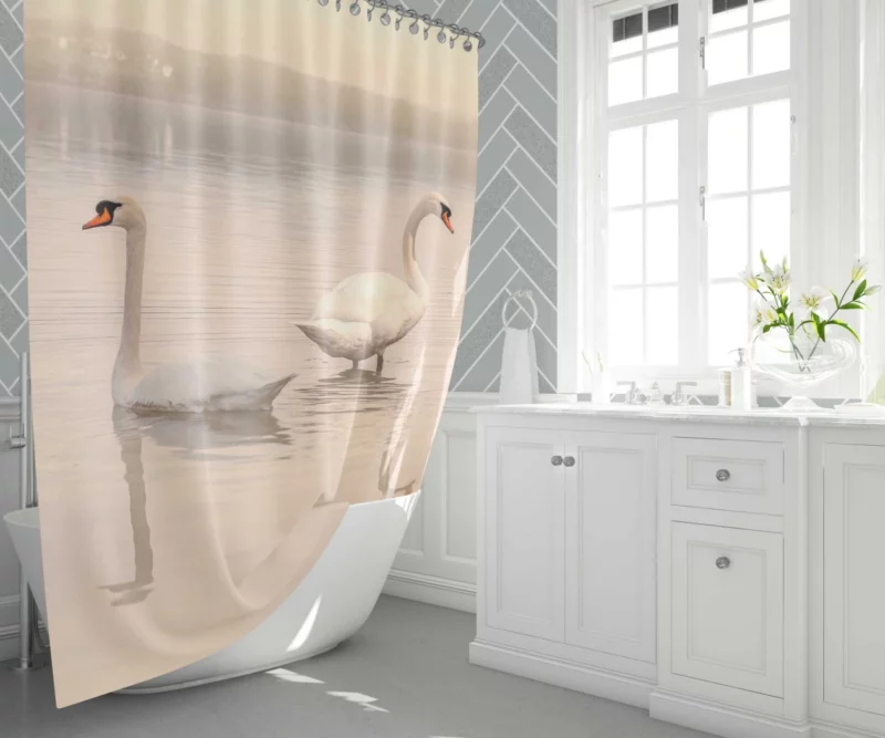 Mute Swan Elegant Reflection Aquatic Serenity Shower Curtain 1