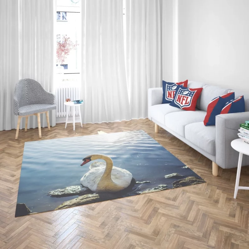 Mute Swan Graceful Glide Waterside Beauty Rug 2