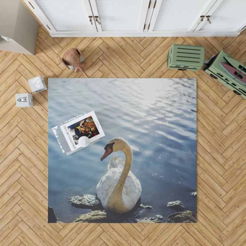 Mute Swan Graceful Glide Waterside Beauty Rug