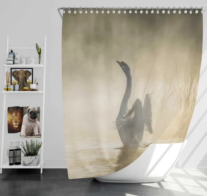 Mute Swan Misty Grace Foggy Elegance Shower Curtain