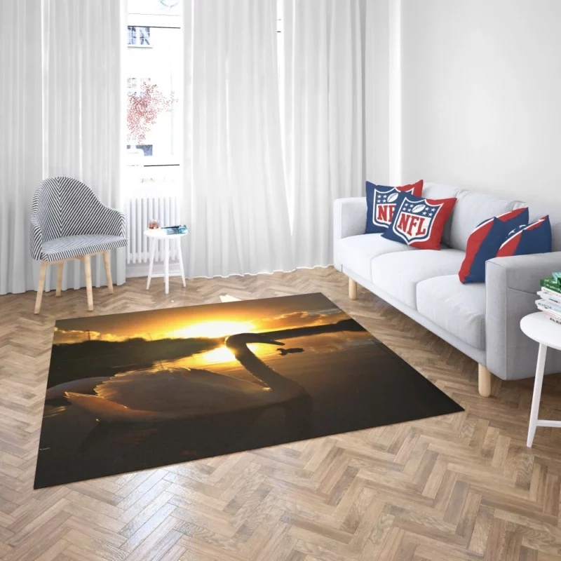 Mute Swan at Sunrise Aquatic Beauty Rug 2