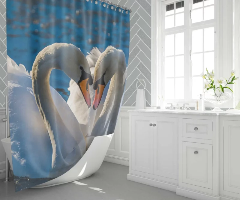 Mute Swans Graceful Water Duo Shower Curtain 1