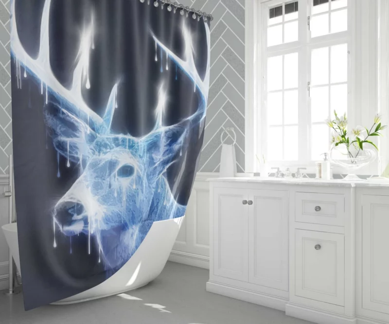 Mystic Fantasy Deer Ethereal Aura Shower Curtain 1