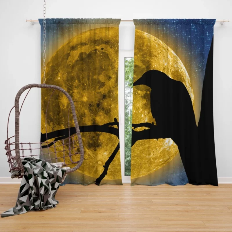 Nature Moonlit Serenade Avian Symphony Curtain