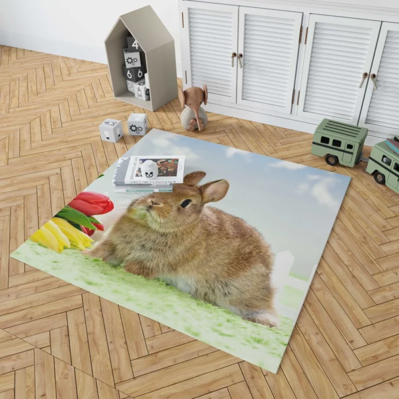 Nature Unveiling Rabbit Curiosity Rug 1