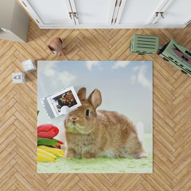 Nature Unveiling Rabbit Curiosity Rug