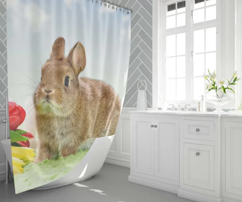 Nature Unveiling Rabbit Curiosity Shower Curtain 1