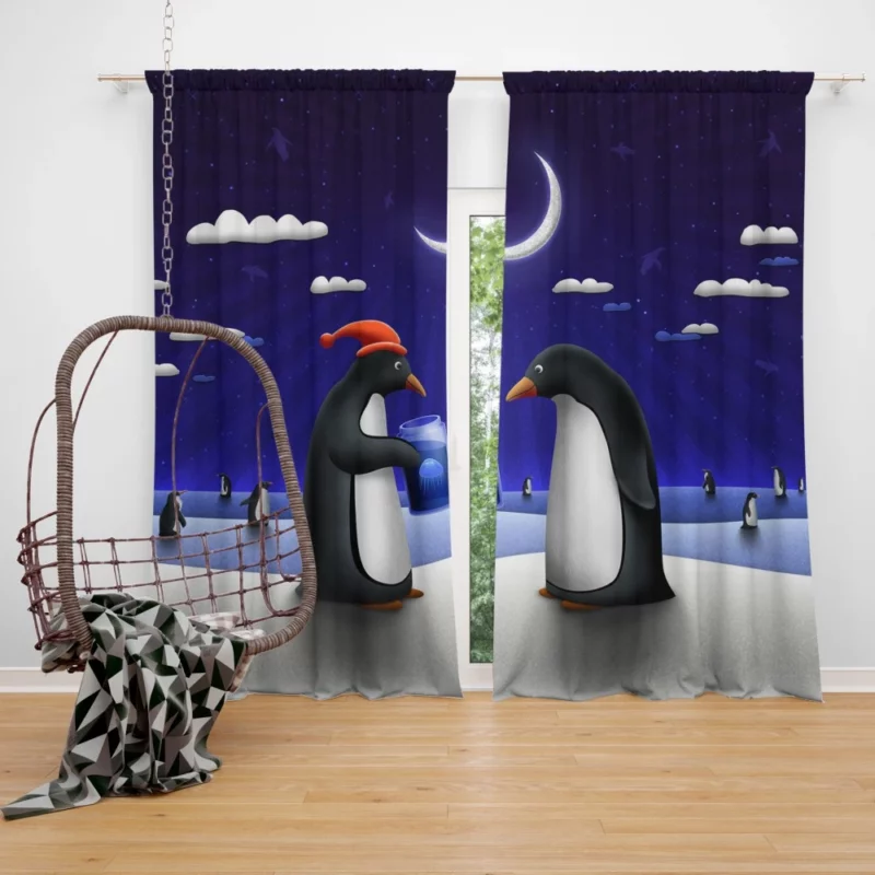 Night Penguins Artistic Joy Curtain