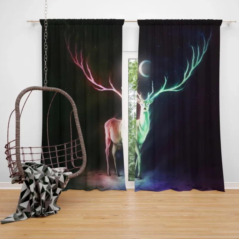 Nighttime Fantasy Deer Lunar Radiance Curtain