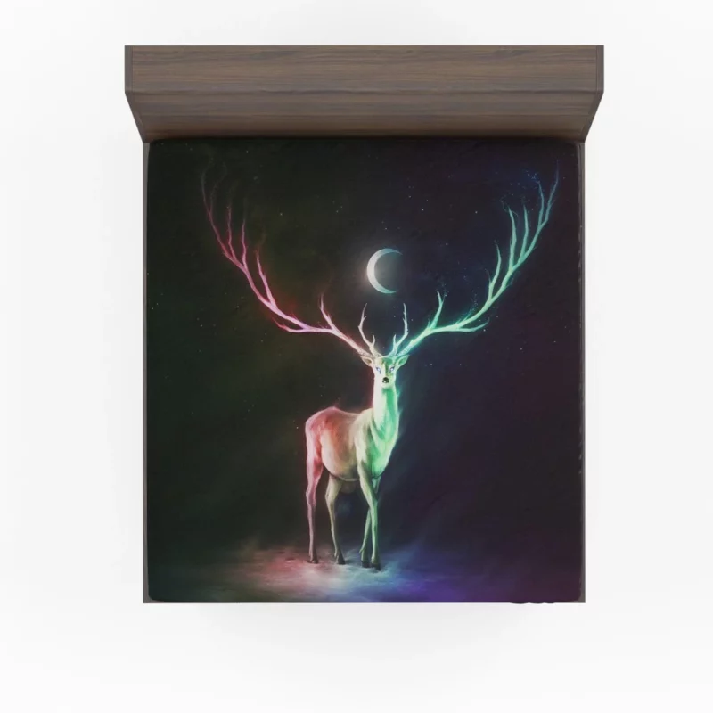 Nighttime Fantasy Deer Lunar Radiance Fitted Sheet 1