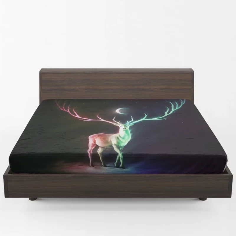 Nighttime Fantasy Deer Lunar Radiance Fitted Sheet