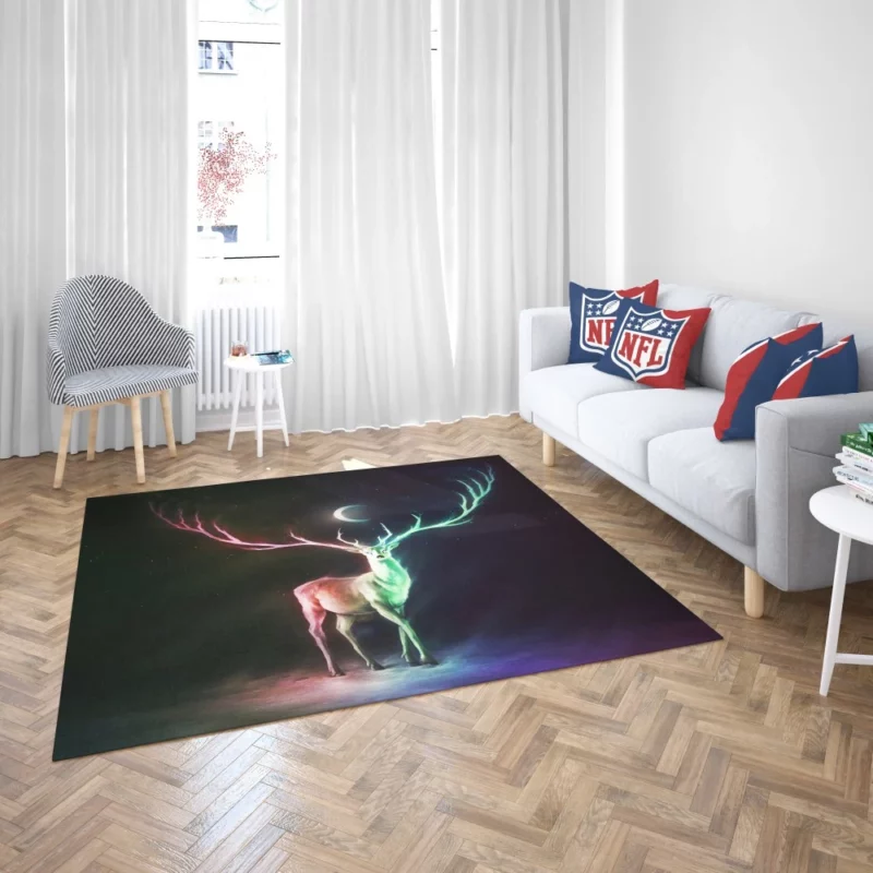 Nighttime Fantasy Deer Lunar Radiance Rug 2