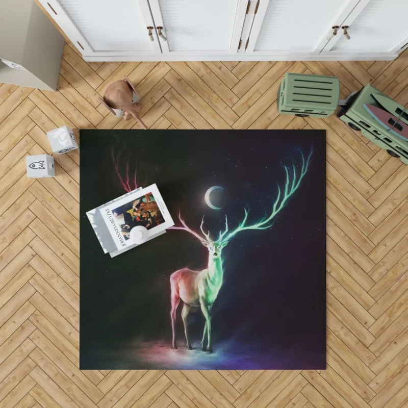 Nighttime Fantasy Deer Lunar Radiance Rug