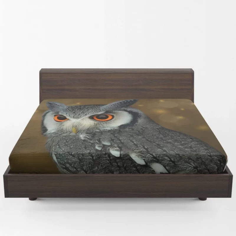 Nocturnal Wonder Owl Mysterious Gaze Fitted Sheet