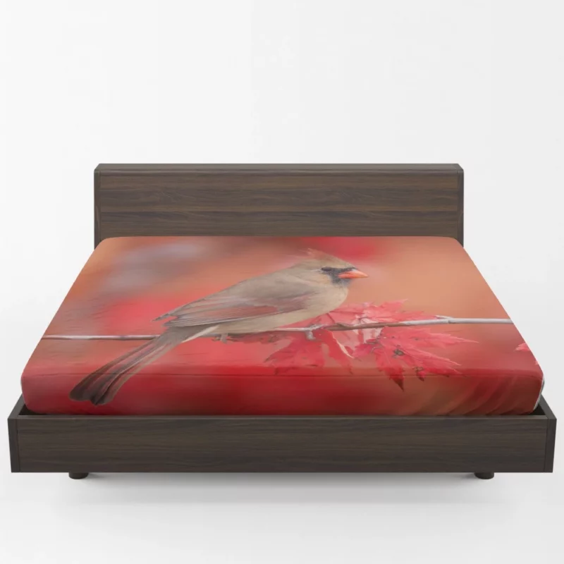 Northern Cardinal Fall Beauty Vibrant Bird Fitted Sheet