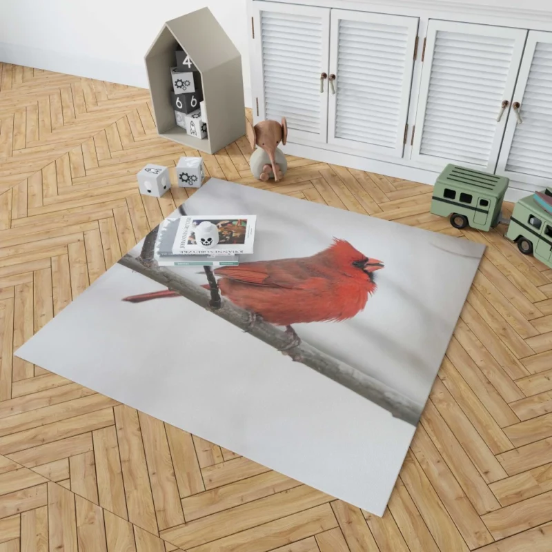 Northern Cardinal Winter Stance Vibrant Watcher Rug 1