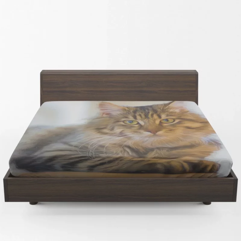 Oil Painting Pretty Cat Elegance Fitted Sheet