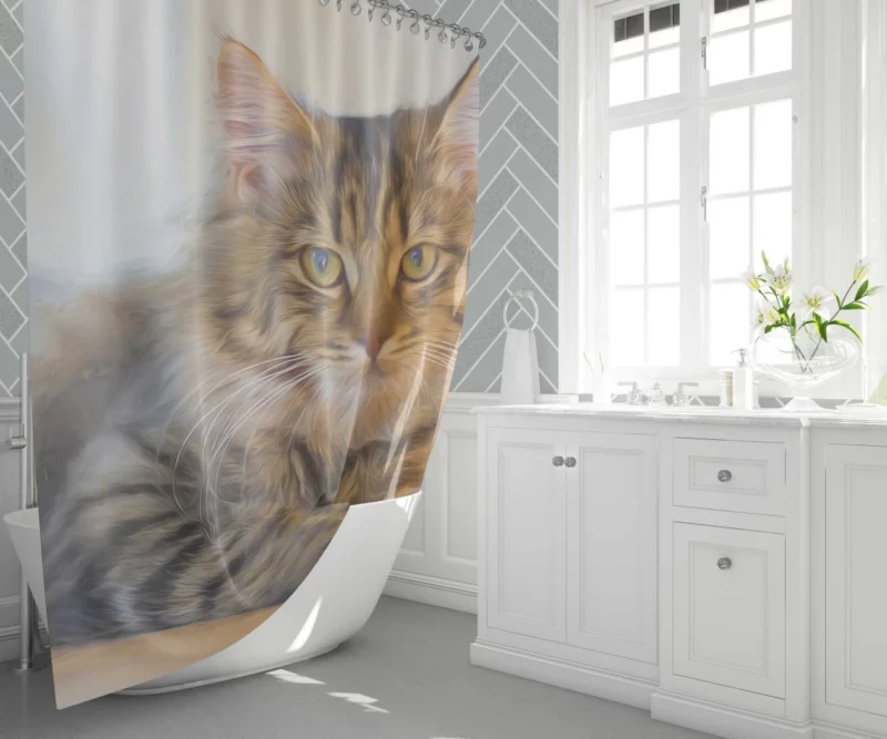 Oil Painting Pretty Cat Elegance Shower Curtain 1